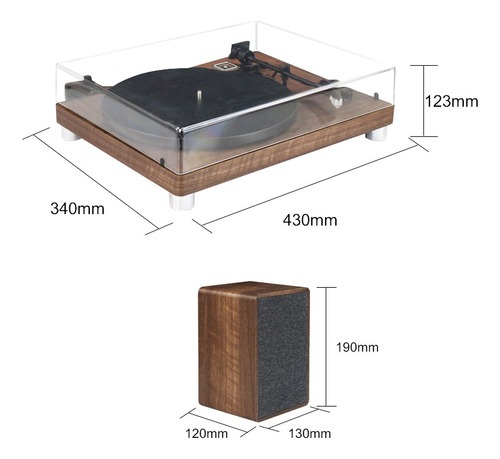 Bandeja De Vinilo En Madera Con Parlantes Y Bluetooth