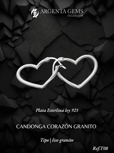 Candonga Corazon Granito - Plata Esterlina Ley 925