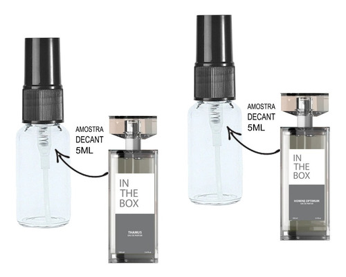 Imagem 2 de 2 de Kit 2 Decant 5ml - Homine Optimum + Thamus - Amostras Vidro