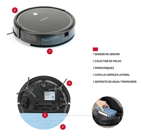 Imagen 5 de 9 de Aspiradora Robot Inteligente Automát Trapeadora Giroscopica