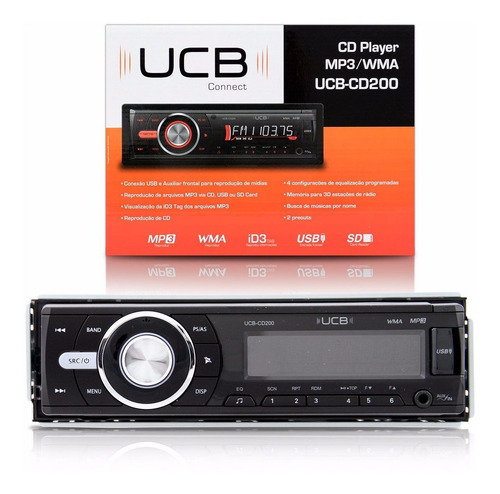 Toca Cd Player Com Entrada Usb Sd Auxiliar Ucb-cd200