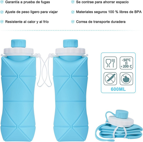 Botella Agua Plegable Con Válvula, Botella Flexible Sin Bpa