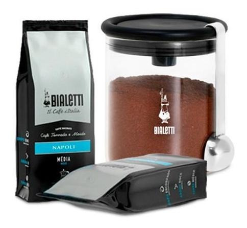 Imagem 1 de 8 de Kit Pote De Vidro Barattolo+brinde Café Napoli Para Moka 250