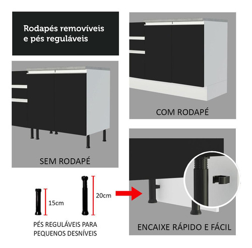 Gabinete Bajo Cocina Madesa G2375573GL color blanco/negro
