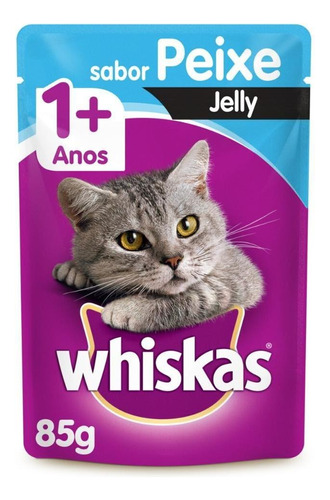 Alimento Whiskas 1+ Whiskas Gatos s para gato adulto todos os tamanhos sabor peixe jelly em saco de 85g