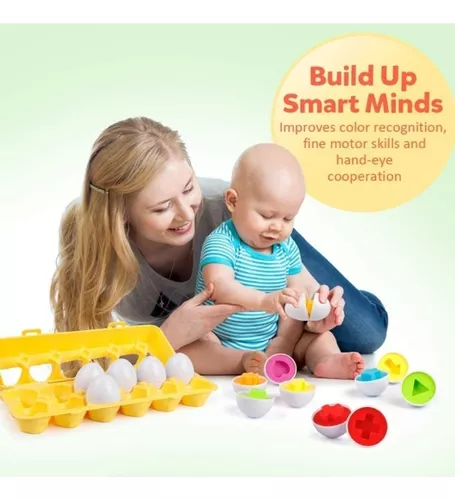 Brinquedo Educativo Montessori Infantil Ovo De Encaixar Formas Geométrica  Ovos Páscoa Autista (Sacola com 6 unidades)