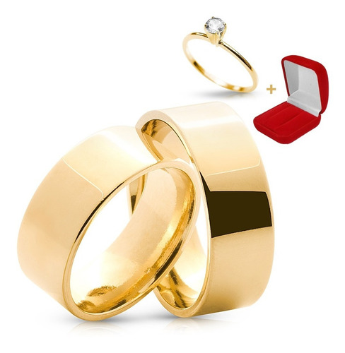 Lindo Par Alianças Banhada Ouro 24k Com Zirconia