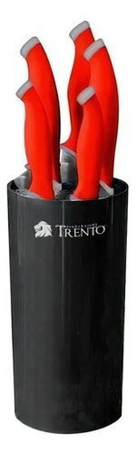 Cepo De Cuchillos Trento X 5 Piezas Chef Gourmet Cocina Color Negro/rojo