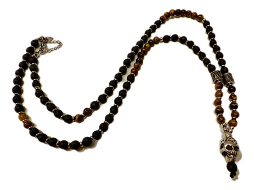 Collar Piedras Volcánicas Naturales Dije Acero Quirúrgico Negro