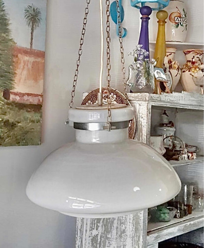 Antigua Lámpara De Opalina Retro Colgante