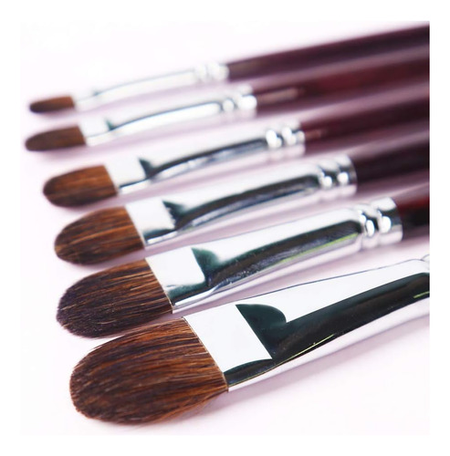 Red Sable Filbert Paint Brushes 6pcs Acuarela, Acrílic...