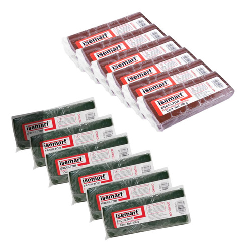 12 Barras Plastilina Escultor Profesional 400 Gr. Isemarf Color Mix