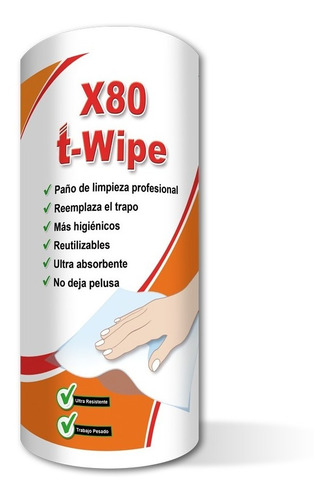 Paños Limpieza T- Wipe X80 Reutilizables ( Similar Wypall)