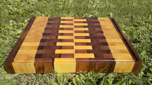 Tabla De Madera Profesional End Grain Artesanal Geométrico