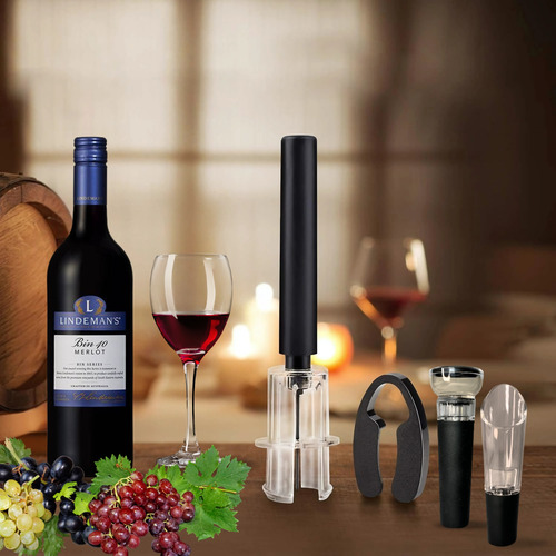 Abridor De Vino, Saca Corchos Aguja De Acero Inoxidable Bom Negro