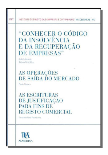 Miscelâneas Do Idet - Nº 2, De Labareda; Silva; Camara; Ferreirinha;. Editora Almedina Em Português