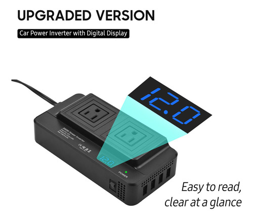 Inversor De Corriente Para Coche De 200 W, Convertidor Dc 12