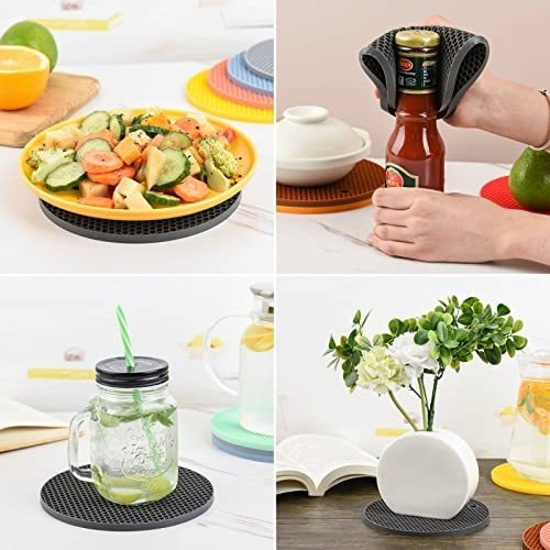Soporte Para Ollas Calientes De Silicona Circular Turquesa