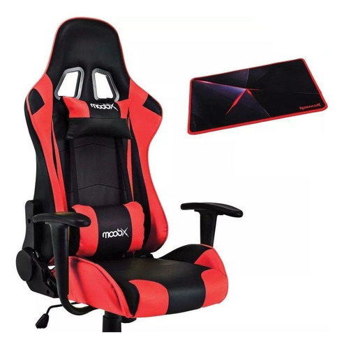 Cadeira Moobx Gt Racer Preto/vermelho + Moupad Redragon Cor Vermelho/Preto