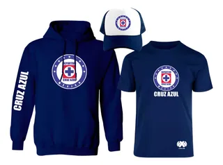 Kit De Sudadera + Playera + Gorra Modelo Cruz Azul Liga Mx