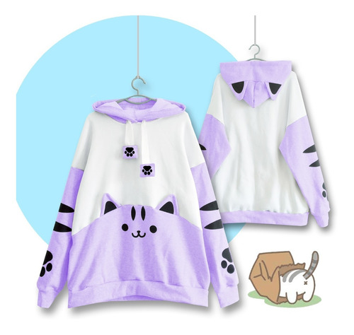 Buzo Nyan Nyan Lavanda ( Estilo Oversize) Unisex