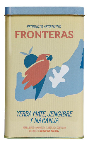 Yerba Mate Fronteras Jengibre Y Naranja Lata De 500gs