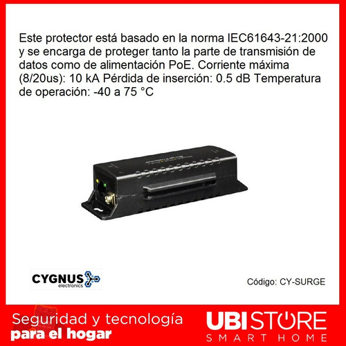Imagen 4 de 8 de Protector De Sobretensiones Ethernet Poe Cygnus (cy-surge)