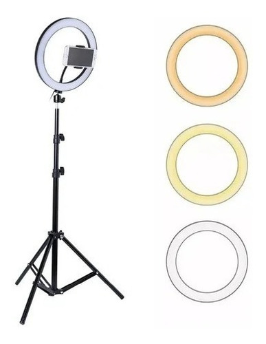 Imagen 2 de 4 de Aro Luz Led 30cm Trípode 2.10m 12 Celular Tik Tok Vivos