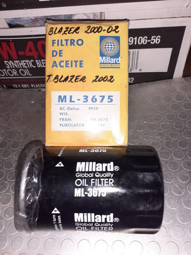 Filtro De Aceite Chevrolet Trail Blazer Millard Ml3675