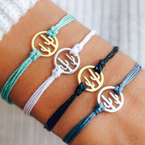 Pulsera De Cera Hecha A Mano Con Forma De Cactus Friendship