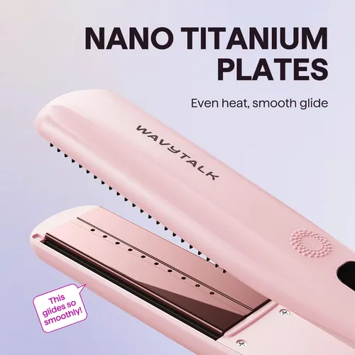 Alisador De Cabelo Wavytalk Steam, Nano Titânio De 1,38 Rosa 127v
