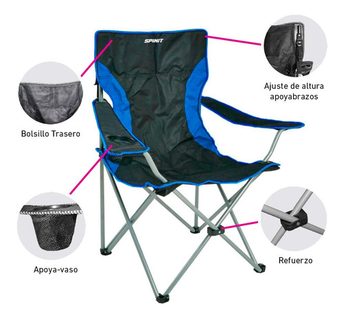 Imagen 2 de 4 de Sillon De Director Spinit 80x52x92 Cm Acero Y Polyester
