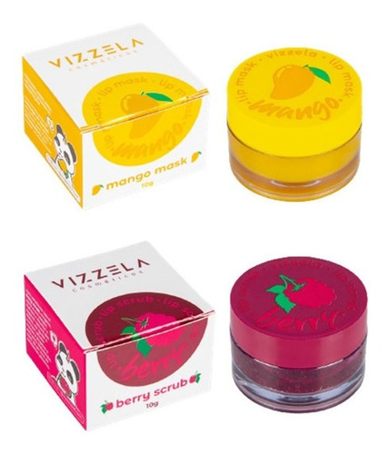 Imagem 1 de 3 de Kit Labial Vizzela Esfoliante Berry Scrub + Hidratante Mango