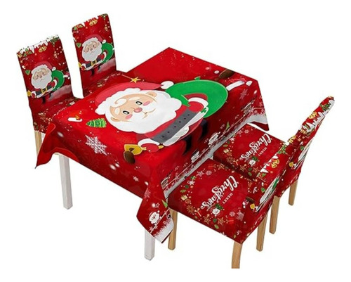 Set Mantel De Navidad Con Fundas Para Silla Diseño Santa