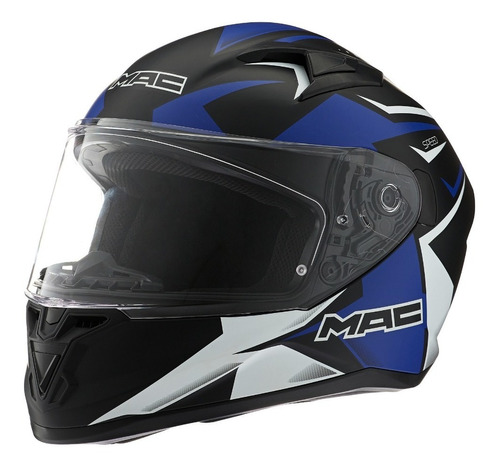 Casco Moto Integral Mac Speed Bond Año 2021 Azul Negro Mate