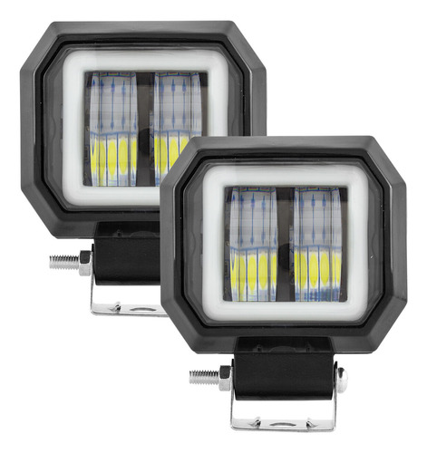 Par De Faros 2 Leds Cob Luz Blanca Y Aro Rojo Tunelight 20w