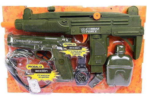 Imagen 2 de 5 de Set De Armas Militar C/ Sonido Pistola Mecanico 6476 Bigshop