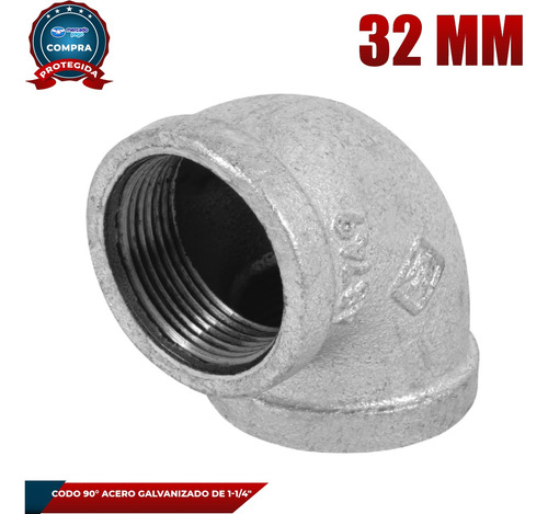 Codo 90° Acero Galvanizado De 1-1/4 , Foset 48749