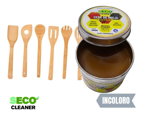 Imagen 4 de 8 de Cera De Abeja 350ml Cura Madera Cruda Tabla De Picar Mate