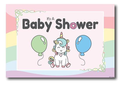 50 Invitaciones De Unicornio Baby Shower Niña (postale...