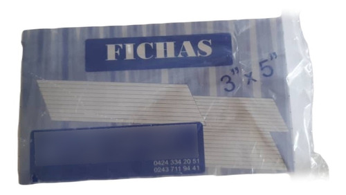 Ficha Escolar Pequeña 3 ×5  (paquete 100 Uds) Pack 3 Uds