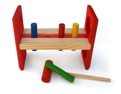 Brinquedo Educativo Pedagógico Bate Pinos Colorido Madeira