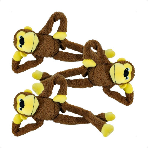 3 Brinquedo Pelúcia Macaco Colosso Apito Sonoro 46 Cm