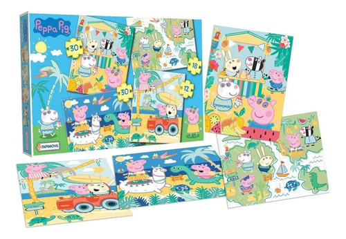 Peppa Pig 4 Puzzles  Rompecabezas Juego De Mesa Armar 