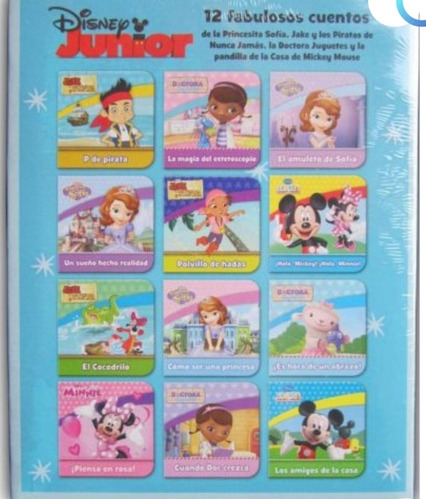 Estuche De 12 Libros De Cartón Pasta Dura Disney Junior