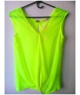 Blusa Importada Moda Sin Mangas Talla S, Neon, Transparente