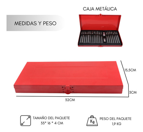 Set Kit Juego Puntas Corto Largo Torx Allen Imbus 40 Piezas