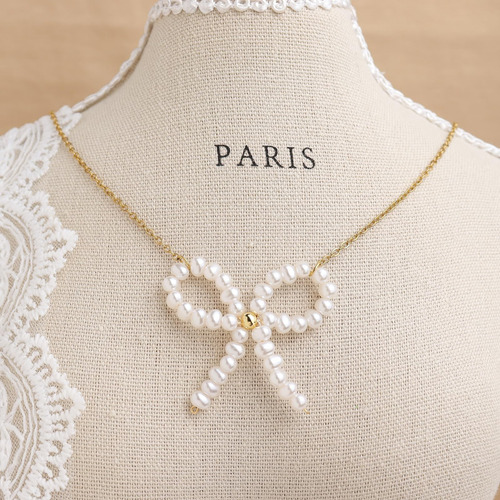 Collar Con Colgante De Cuentas Con Lazo De Perlas Frigotine