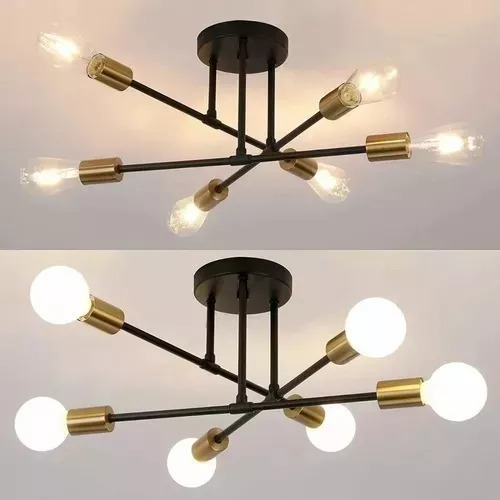 Lámpara De Techo Colgante Iluminación Moderna Con 6 Foco E27