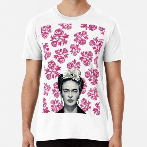 Remera Estampado Frida Kahlo, Flores Color, Foto Blanco Y Ne